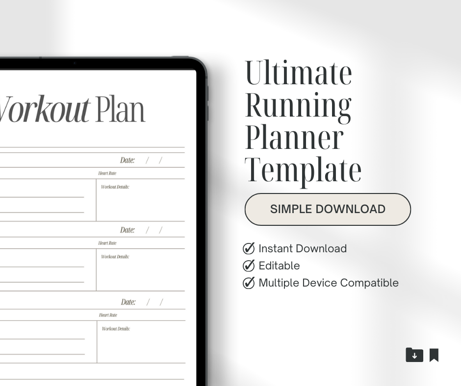Digital Ultimate Running Plan; Lifestyle and Running Planner and Journal